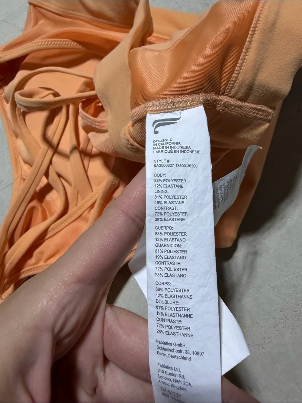 Fabletics orange peach athletic Sports Bra XL